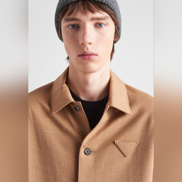 Prada Cashmere/Virgin wool button front shirt, size small, camel colour - Picture 2 of 9